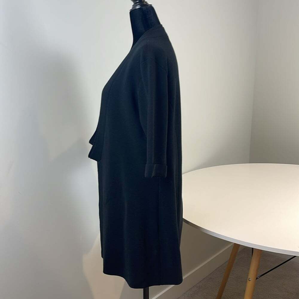 Eileen Fisher black silk blend open cardigan size extra small - Picture 2 of 10